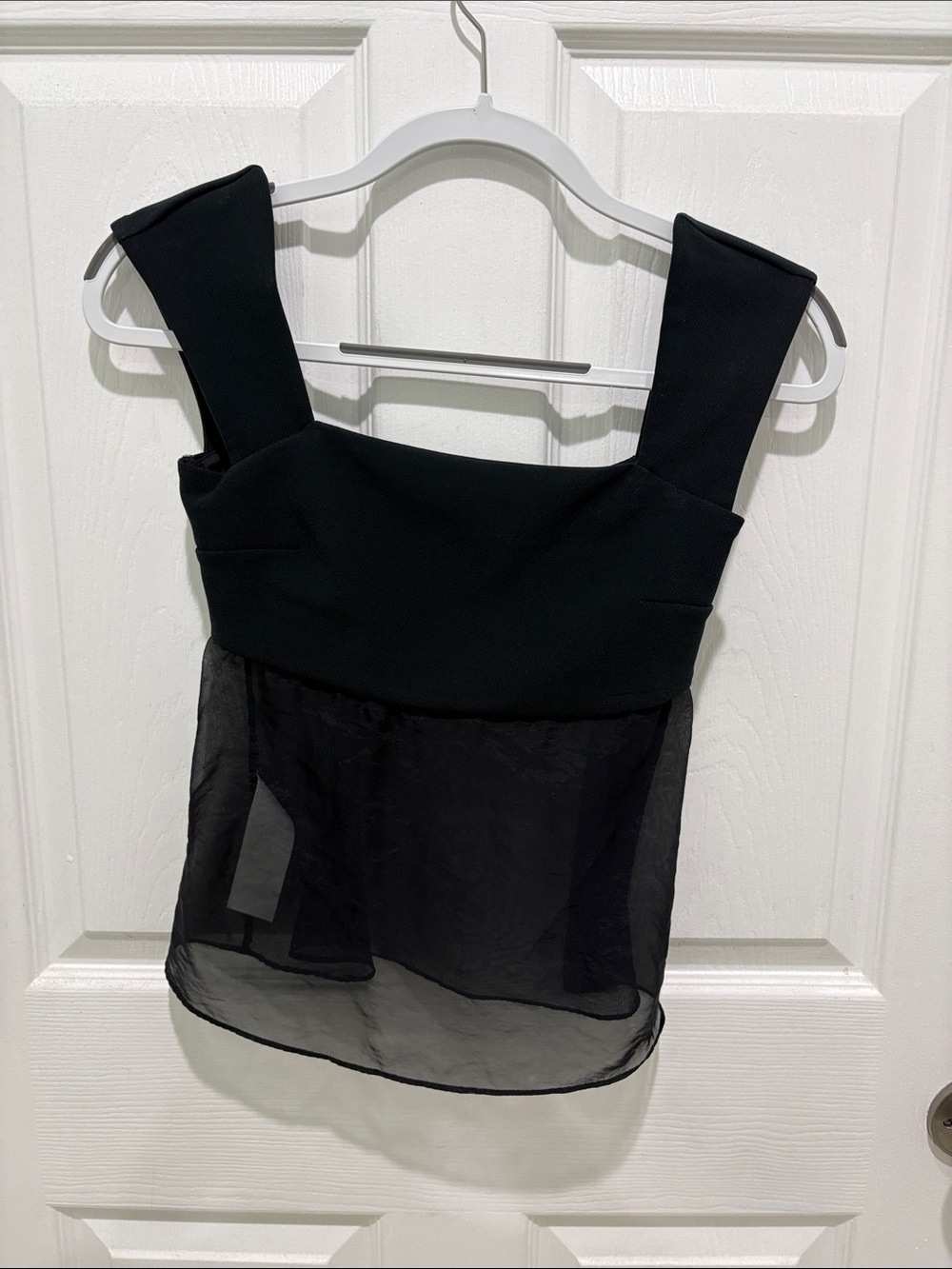 Abercrombie & Fitch Black Square Neck Sheer-Hem Camisole
